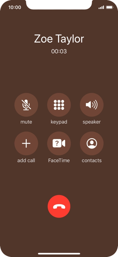 Press the end call icon to end the call. Press the end call icon to end the call.
