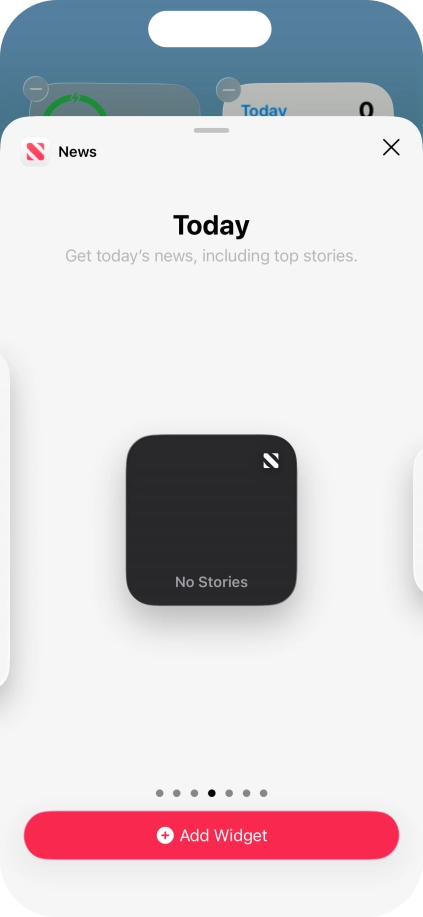Slide your finger right or left on the screen to select the required widget size. Slide your finger right or left on the screen to select the required widget size.
