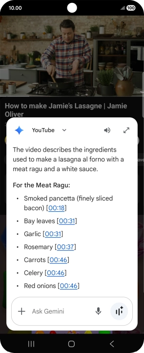The answer from Gemini to your question is displayed. The answer from Gemini to your question is displayed.