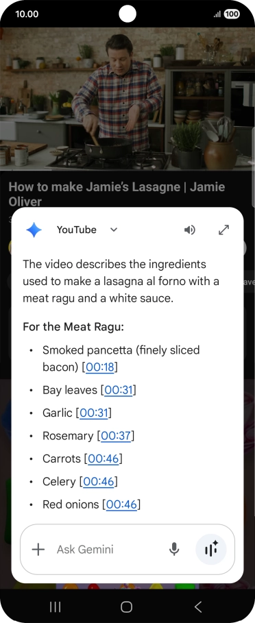 The answer from Gemini to your question is displayed. The answer from Gemini to your question is displayed.