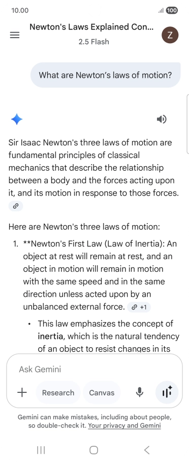 Transcription of the conversation with Gemini Live is now displayed. Transcription of the conversation with Gemini Live is now displayed.