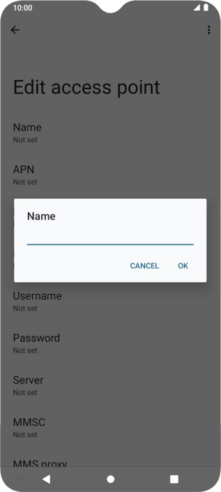 Key in Vodafone Internet and press OK. Key in Vodafone Internet and press OK.