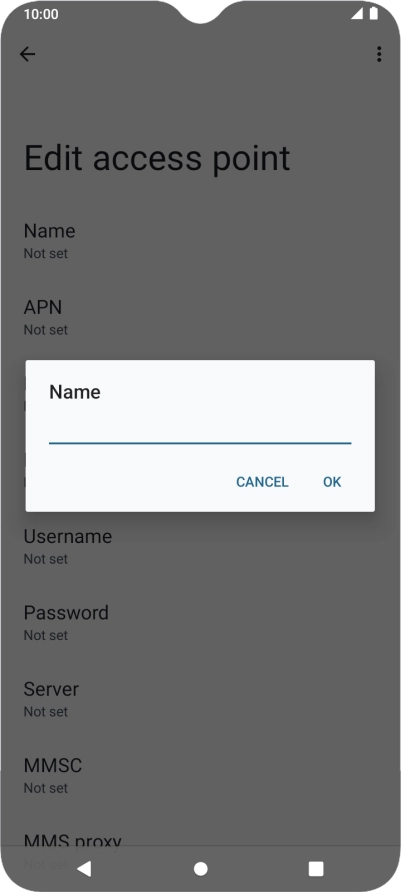 Key in Vodafone Internet and press OK. Key in Vodafone Internet and press OK.