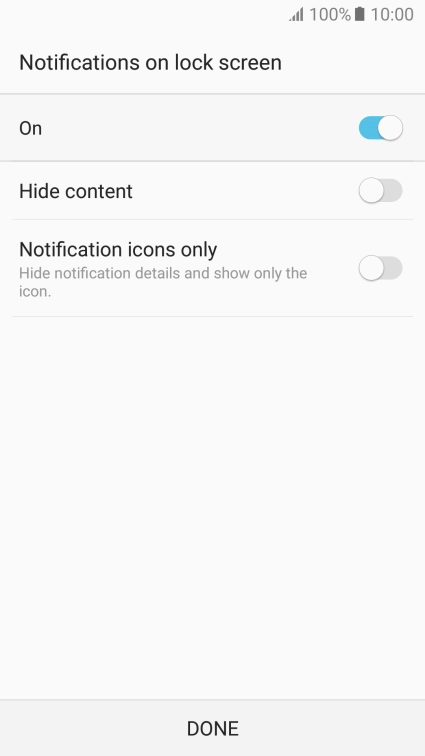 Press the indicator next to the required setting. Press the indicator next to the required setting.