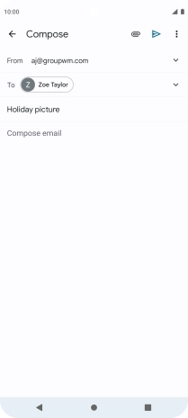 Press the text input field and write the text for your email message. Press the text input field and write the text for your email message.