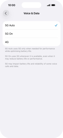 To turn on automatic switch between 5G and 4G, press 5G Auto. To turn on automatic switch between 5G and 4G, press 5G Auto.