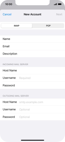 Press Username and key in the username for your email account. Press Username and key in the username for your email account.