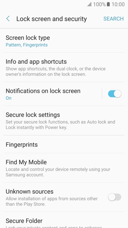 Press Screen lock type and key in the current phone lock code. Press Screen lock type and key in the current phone lock code.