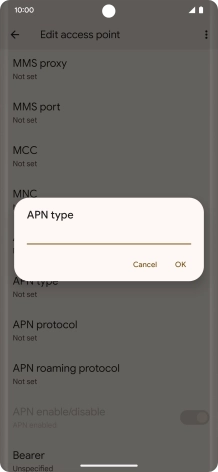 Key in default and press OK. Key in default and press OK.