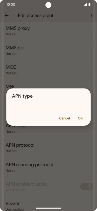 Key in default and press OK. Key in default and press OK.