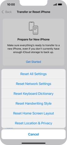 Press Reset All Settings. Press Reset All Settings.