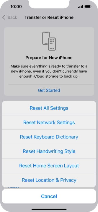Press Reset All Settings. Press Reset All Settings.