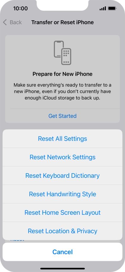 Press Reset All Settings. Press Reset All Settings.