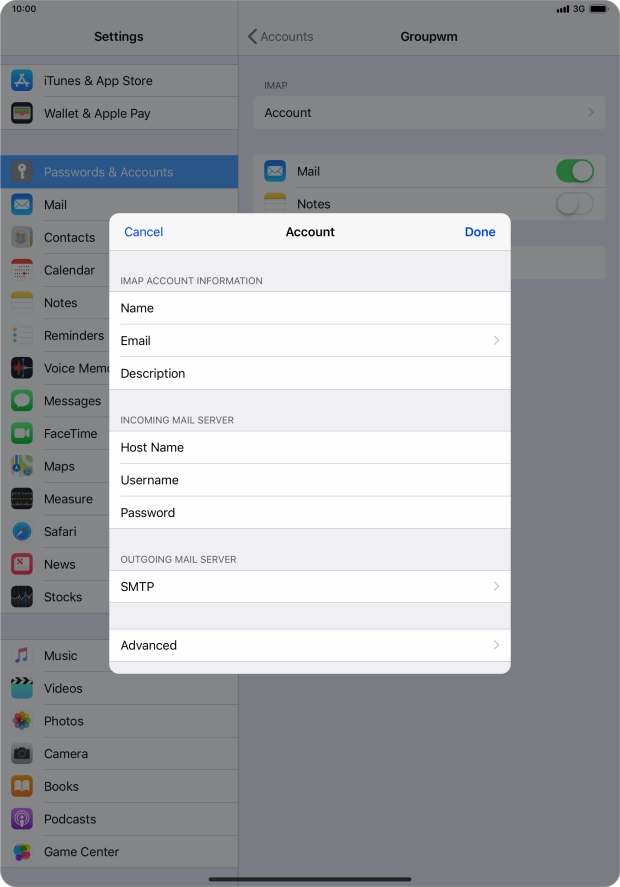 Press SMTP. Press SMTP.