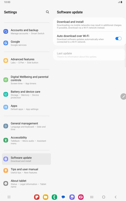 Press Download and install. If a new software version is available, it's displayed. Follow the instructions on the screen to update the tablet software. Press Download and install. If a new software version is available, it's displayed. Follow the instructions on the screen to update the tablet software.