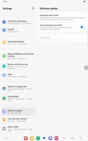 Press Download and install. If a new software version is available, it's displayed. Follow the instructions on the screen to update the tablet software. Press Download and install. If a new software version is available, it's displayed. Follow the instructions on the screen to update the tablet software.