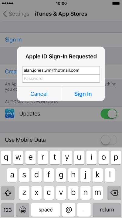 Press Password and key in the password for your Apple ID. Press Password and key in the password for your Apple ID.