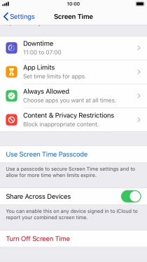 Press Use Screen Time Passcode and follow the instructions on the screen to select a Screen Time password. Press Use Screen Time Passcode and follow the instructions on the screen to select a Screen Time password.