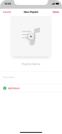 Press the text input field and key in a name for the playlist. Press the text input field and key in a name for the playlist.