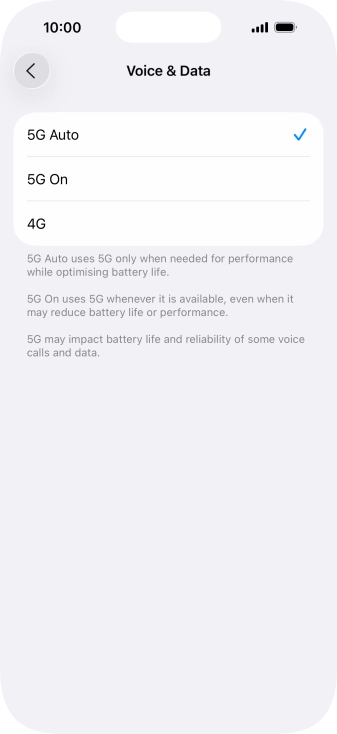 To turn on automatic switch between 5G and 4G, press 5G Auto. To turn on automatic switch between 5G and 4G, press 5G Auto.