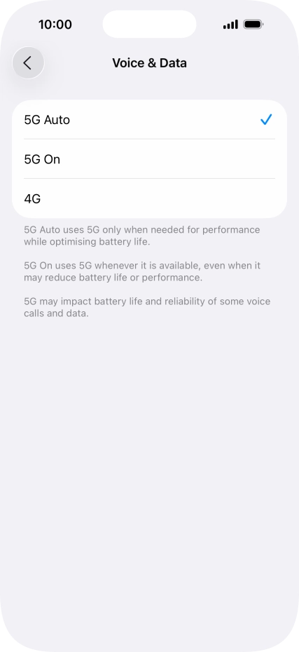 To turn on automatic switch between 5G and 4G, press 5G Auto. To turn on automatic switch between 5G and 4G, press 5G Auto.