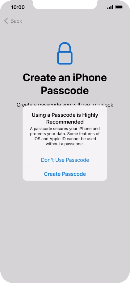 If you turn off the function, press Don't Use Passcode. If you turn off the function, press Don't Use Passcode.