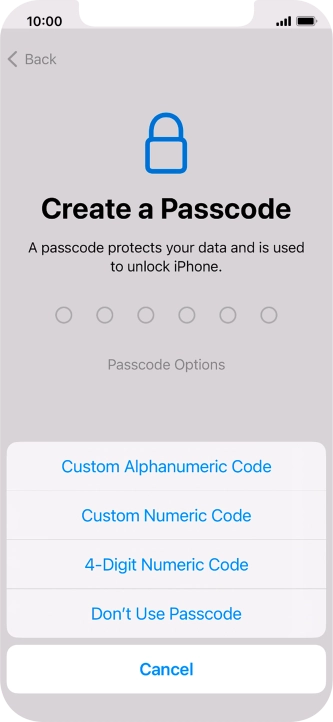 Follow the instructions on the screen to turn on use of phone lock code or press Don't Use Passcode. Follow the instructions on the screen to turn on use of phone lock code or press Don't Use Passcode.