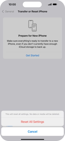 Press Reset All Settings. Press Reset All Settings.