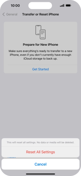 Press Reset All Settings. Press Reset All Settings.