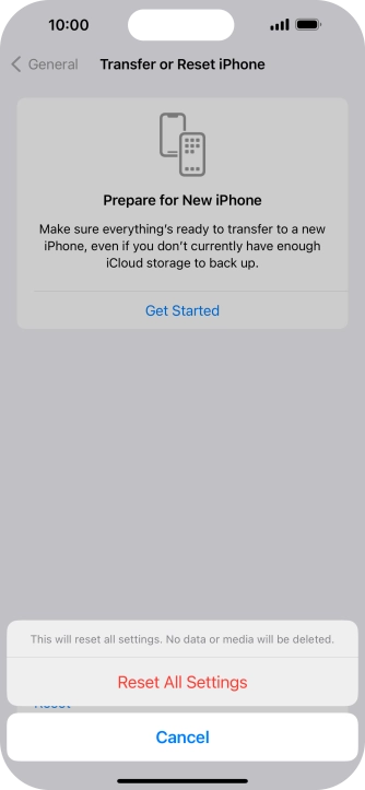 Press Reset All Settings. Press Reset All Settings.