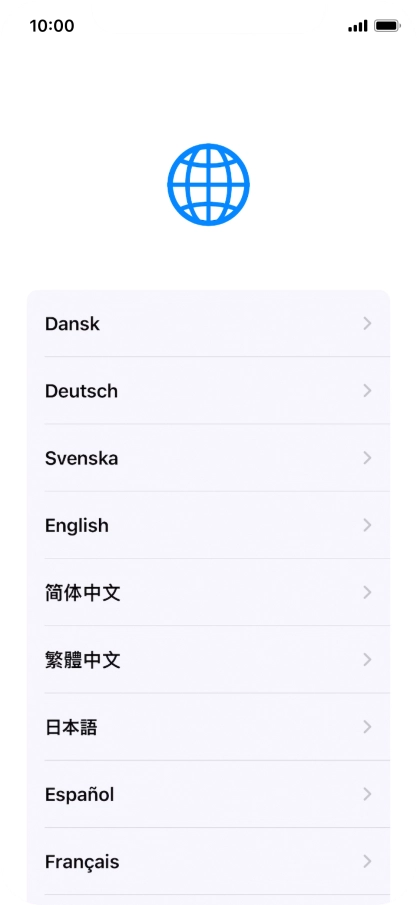 Press the required language. Press the required language.