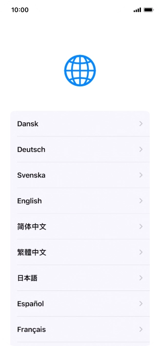 Press the required language. Press the required language.
