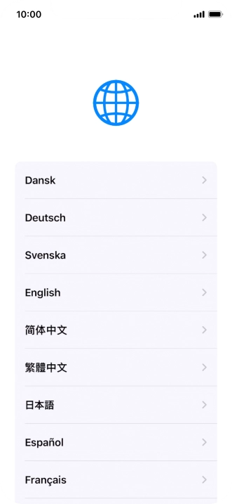 Press the required language. Press the required language.
