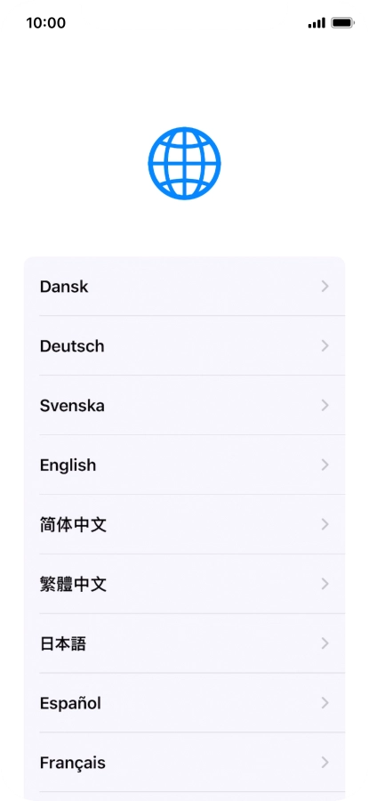 Press the required language. Press the required language.