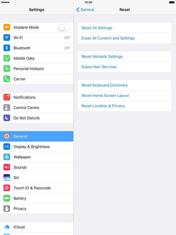 Press Reset All Settings. Press Reset All Settings.