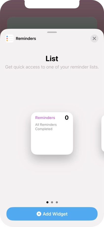 Slide your finger right or left on the screen to select the required widget size. Slide your finger right or left on the screen to select the required widget size.