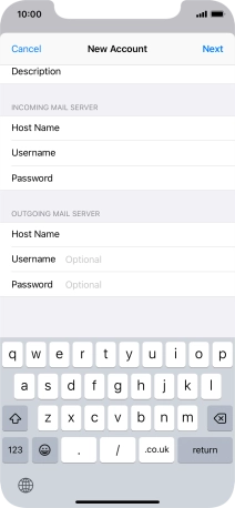 Press Username and key in the username for your email account. Please note that if you're using Vodafone's outgoing server, leave the username field empty. Press Username and key in the username for your email account. Please note that if you're using Vodafone's outgoing server, leave the username field empty.