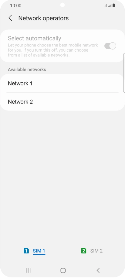 Press the required network. Press the required network.