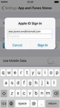 Press Password and key in the password for your Apple ID. Press Password and key in the password for your Apple ID.