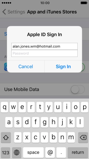 Press Password and key in the password for your Apple ID. Press Password and key in the password for your Apple ID.