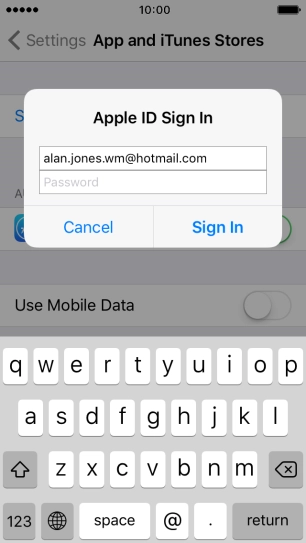 Press Password and key in the password for your Apple ID. Press Password and key in the password for your Apple ID.