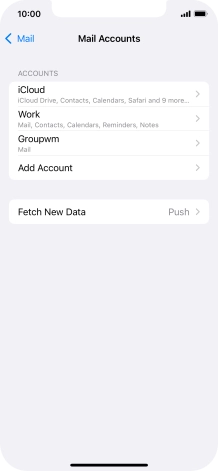 Press the name of the email account you've just set up. Press the name of the email account you've just set up.