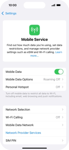 Press Mobile Data Options. Press Mobile Data Options.