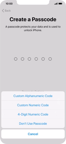 Follow the instructions on the screen to turn on use of phone lock code or press Don't Use Passcode. Follow the instructions on the screen to turn on use of phone lock code or press Don't Use Passcode.