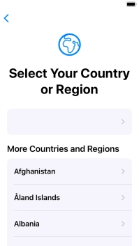 Press the required country or area. Press the required country or area.