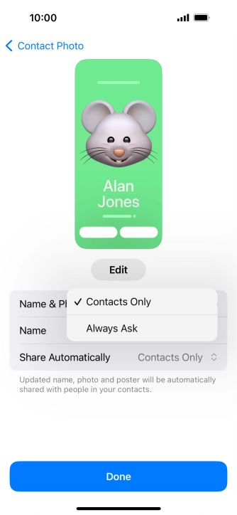 Press the required setting. Press the required setting.