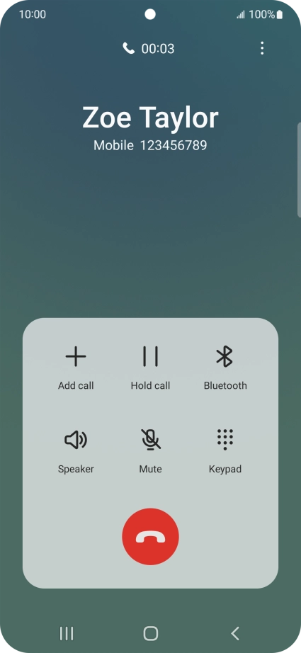 Press the end call icon. Press the end call icon.