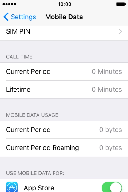 The data usage is displayed below MOBILE DATA USAGE. The data usage is displayed below MOBILE DATA USAGE.