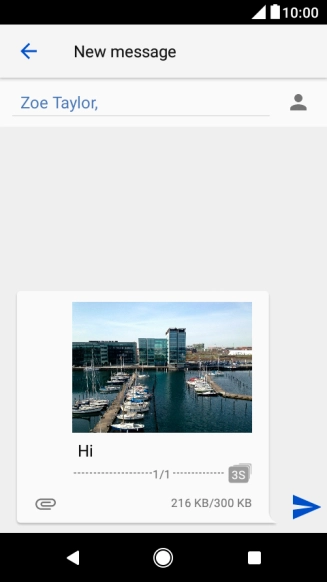 Press the send icon when you've finished your picture message. Press the send icon when you've finished your picture message.