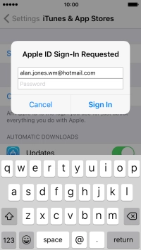 Press Password and key in the password for your Apple ID. Press Password and key in the password for your Apple ID.